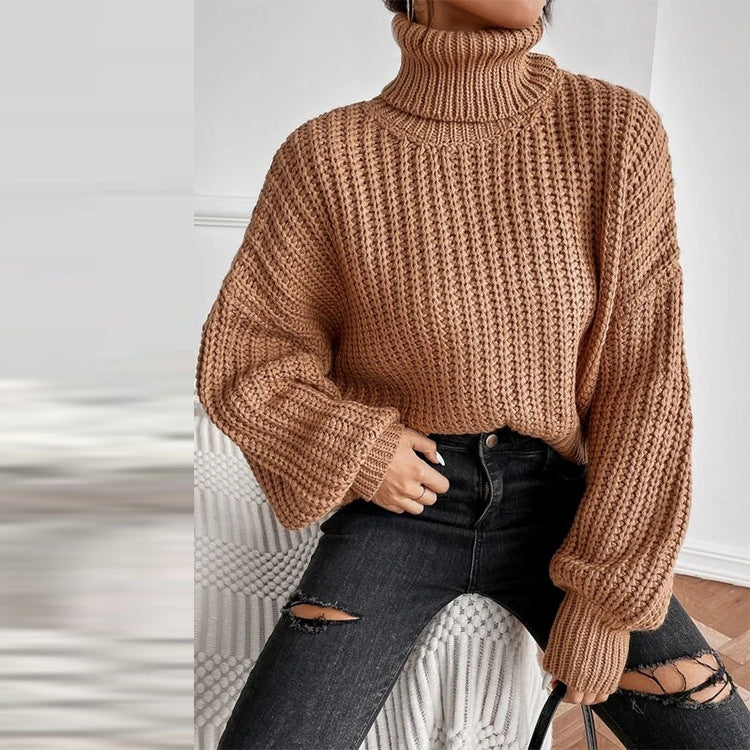 Pull Femme à Col Montant Maille Texturée & Coupe Courte | Zelcara