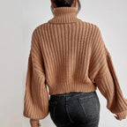 Pull Femme à Col Montant Maille Texturée & Coupe Courte | Zelcara