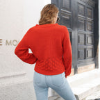Pull Femme Col V en Maille Texturée Effet 3D | Zelcara