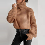 Pull Femme à Col Montant Maille Texturée & Coupe Courte | Zelcara
