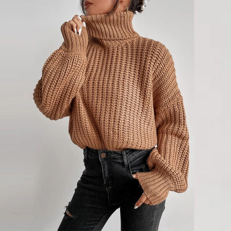 Pull Femme à Col Montant Maille Texturée & Coupe Courte | Zelcara