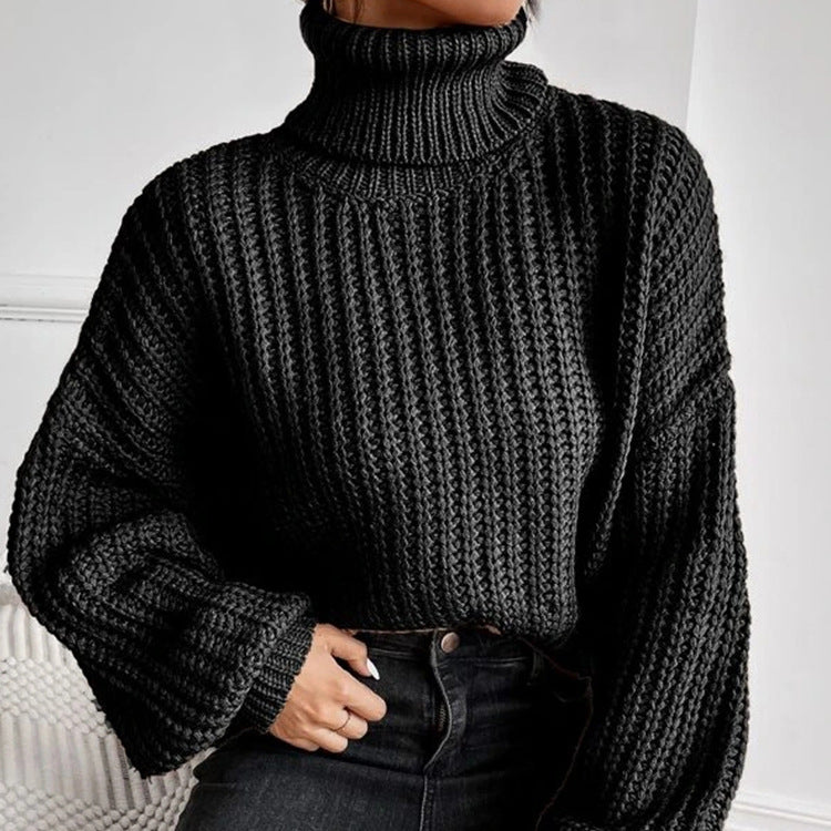 Pull Femme à Col Montant Maille Texturée & Coupe Courte | Zelcara