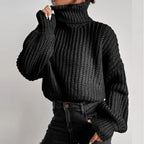 Pull Femme à Col Montant Maille Texturée & Coupe Courte | Zelcara