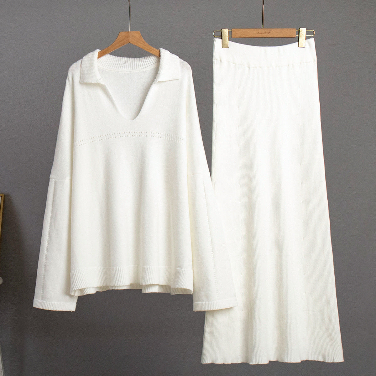 Ensemble Femme en Maille Côtelée – Pull & Jupe | Zelcara