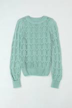 Pull en Maille Ajourée Pointelle Col Rond, Manches Longues
