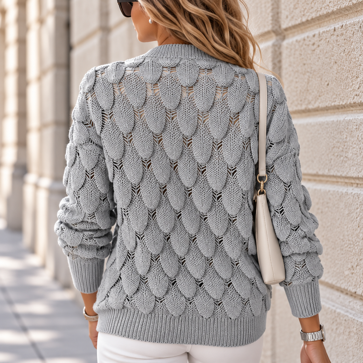 Pull en Maille Texturée & Col V Coupe Ample | Zelcara