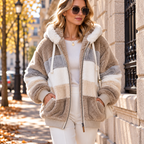 Veste Polaire Femme Color Block à Capuche | Zelcara