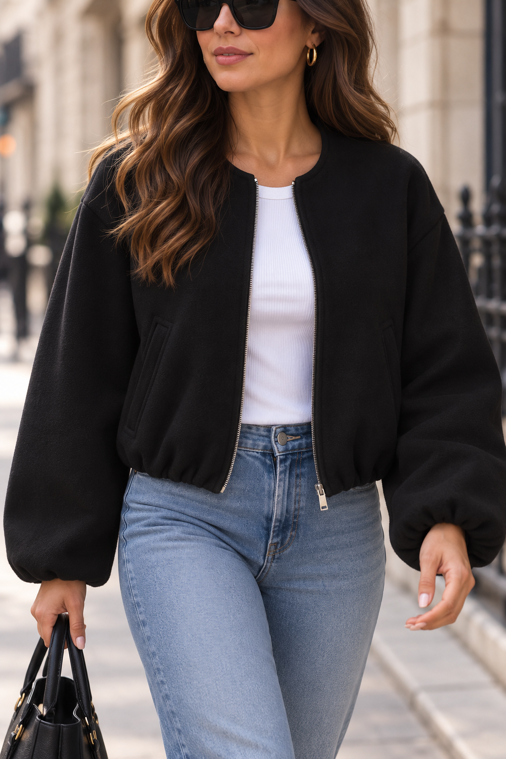 Veste Bomber Zippée Col Rond & Coupe Moderne | Zelcara