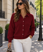 Gilet en Maille Côtelée & Col Chemise | Zelcara