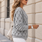 Pull en Maille Texturée & Col V Coupe Ample | Zelcara