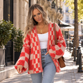 Gilet Femme à Carreaux Maille Douce & Texturée | Zelcara