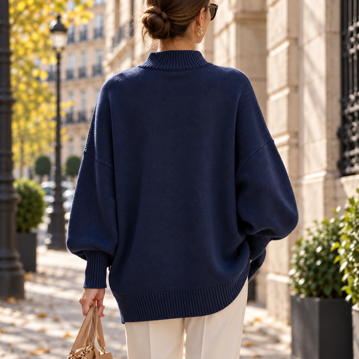Pull Femme Élégant à Boutons Dorés Coupe Ample | Zelcara