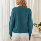 Button-Front Cable-Knit V-Neck Cardigan