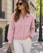 Gilet en Maille Côtelée & Col Chemise | Zelcara