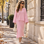 Ensemble Femme en Maille Côtelée – Pull & Jupe | Zelcara